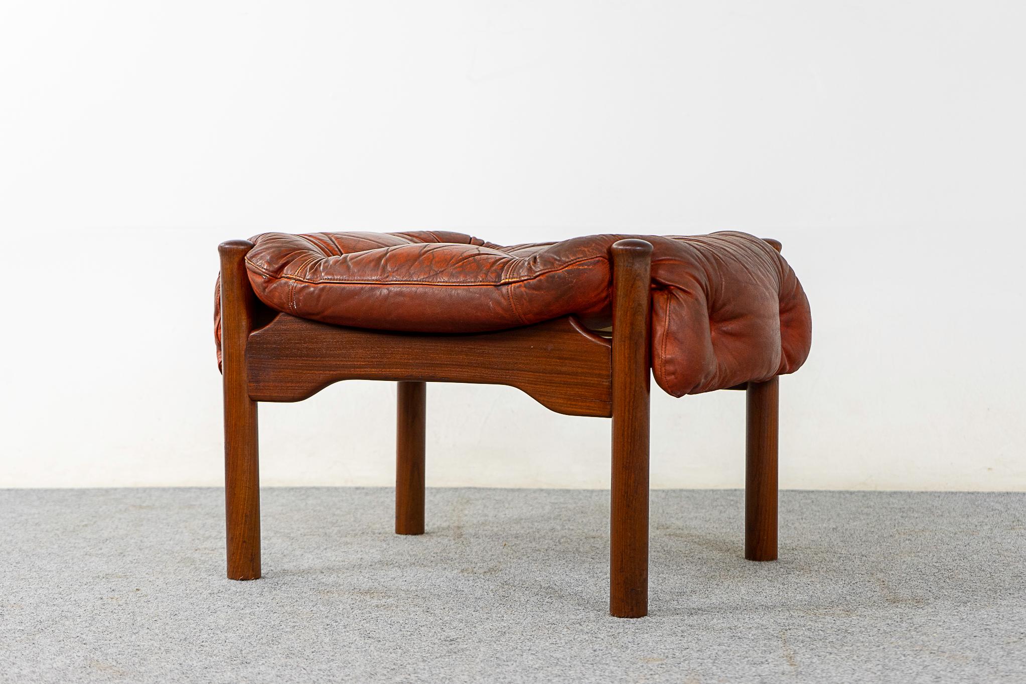 Danish Modern Teak & Leather Footstool 1