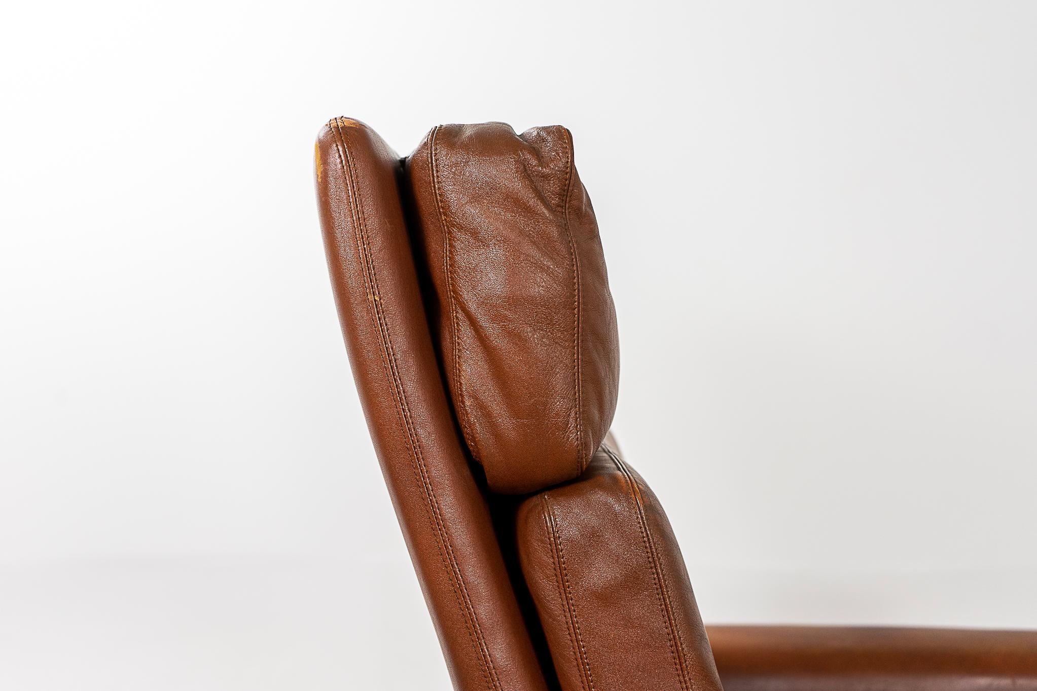 Danish Modern Teak & Leather Lounge Chair 7