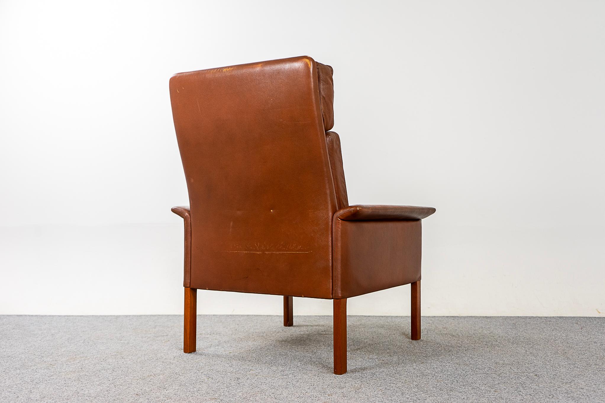 Danish Modern Teak & Leather Lounge Chair 8
