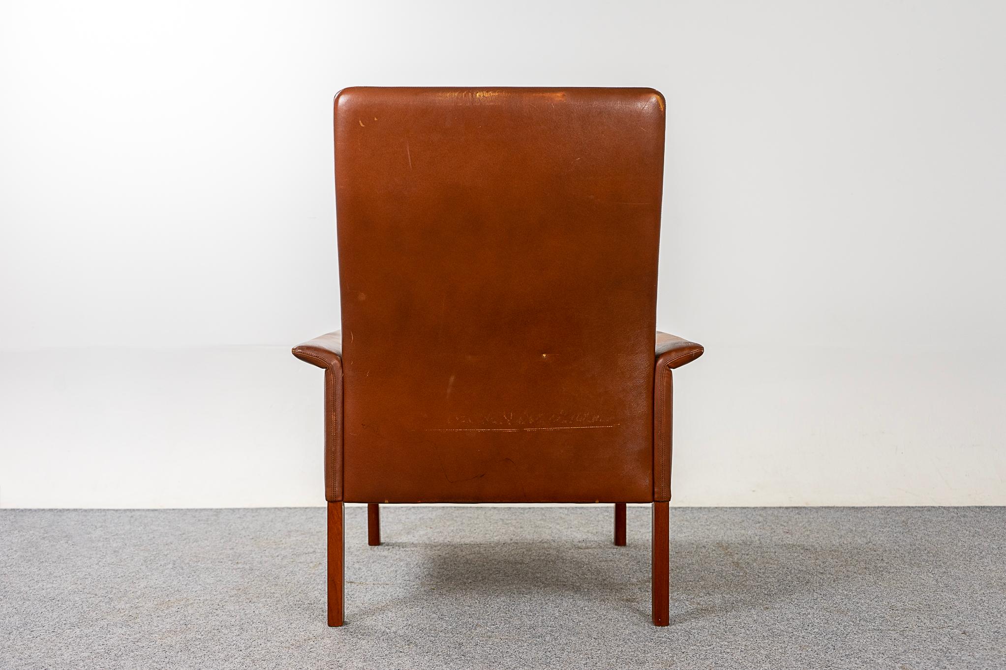 Danish Modern Teak & Leather Lounge Chair 10