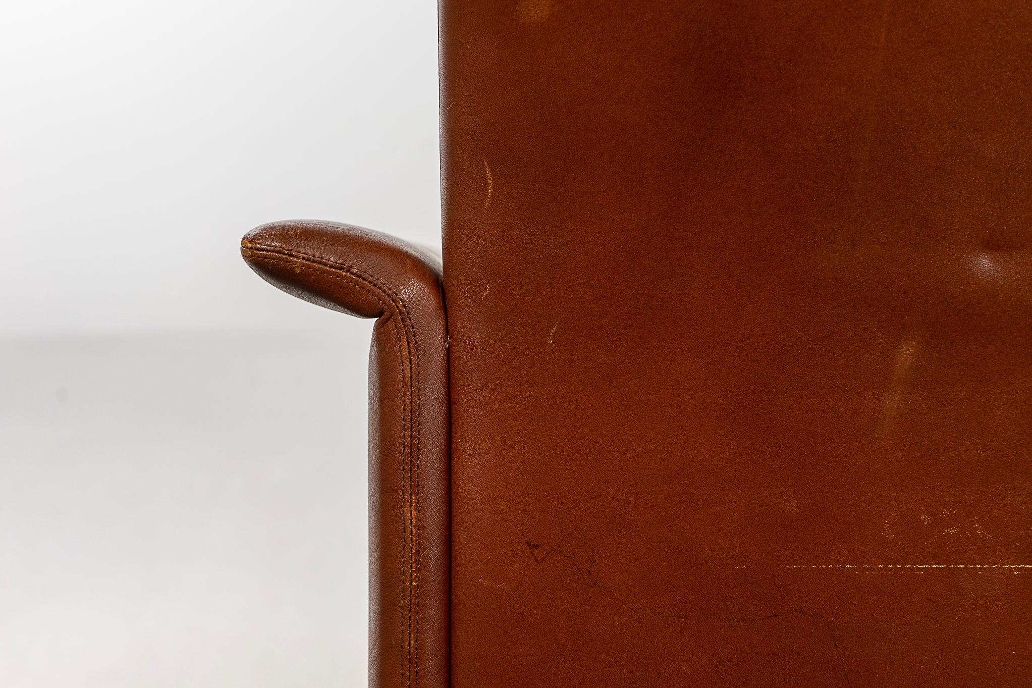 Danish Modern Teak & Leather Lounge Chair 11
