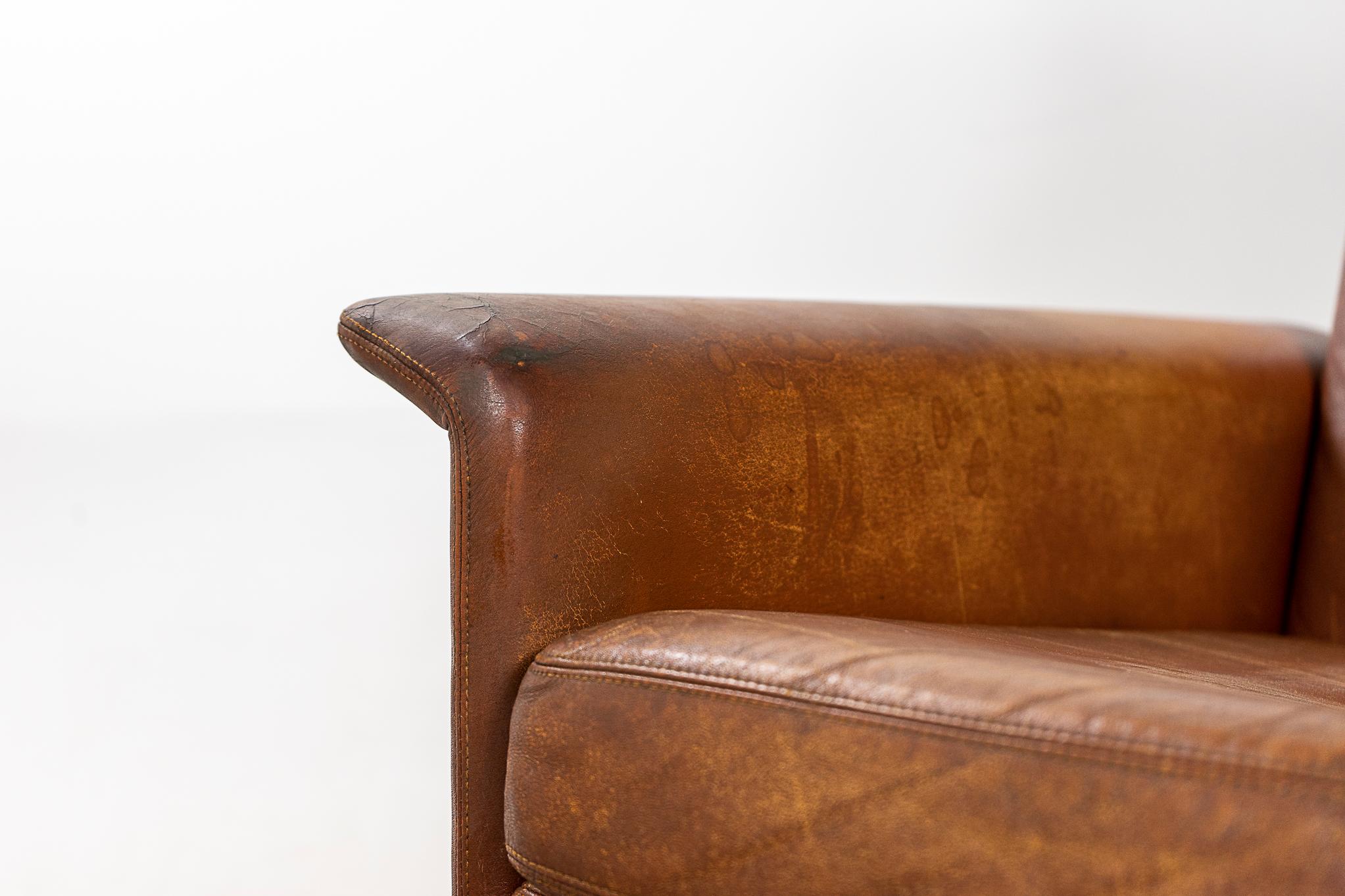 Danish Modern Teak & Leather Lounge Chair In Fair Condition In VANCOUVER, CA