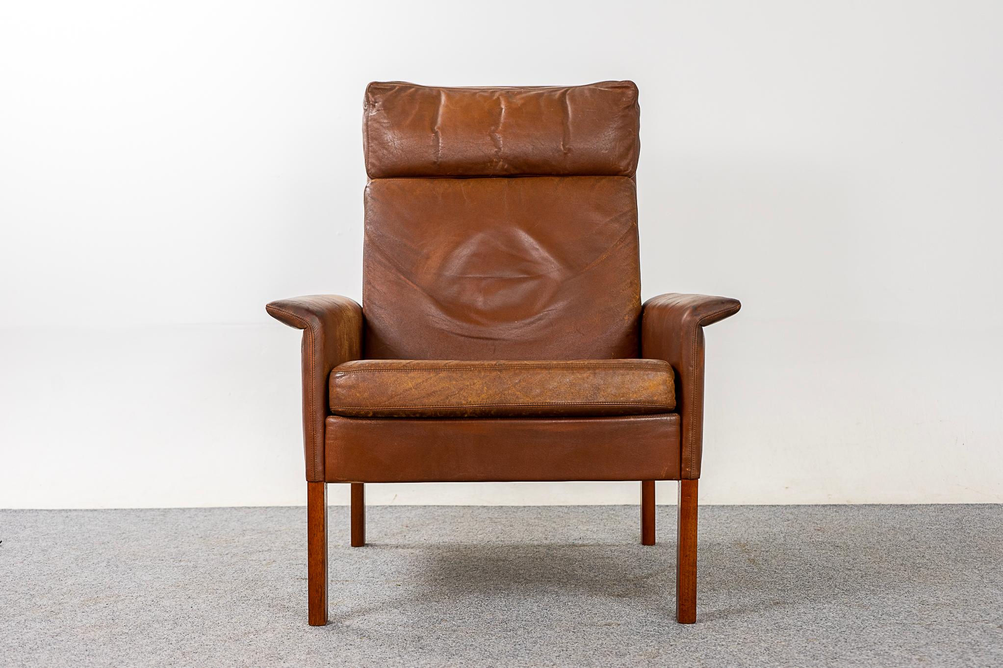 Danish Modern Teak & Leather Lounge Chair 1