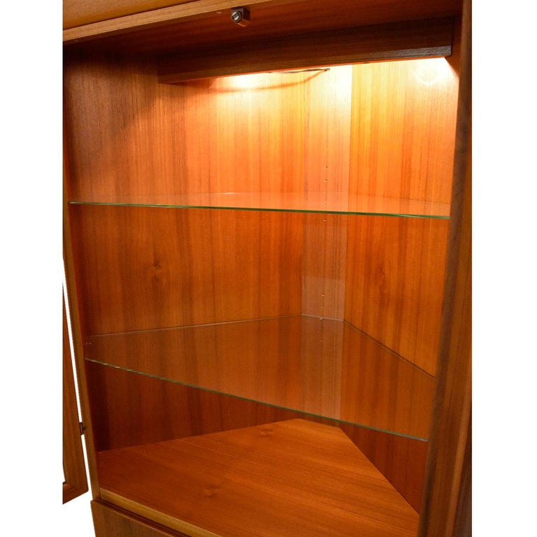 Danish Modern Teak Lighted Curio Display Corner Cabinet by ...