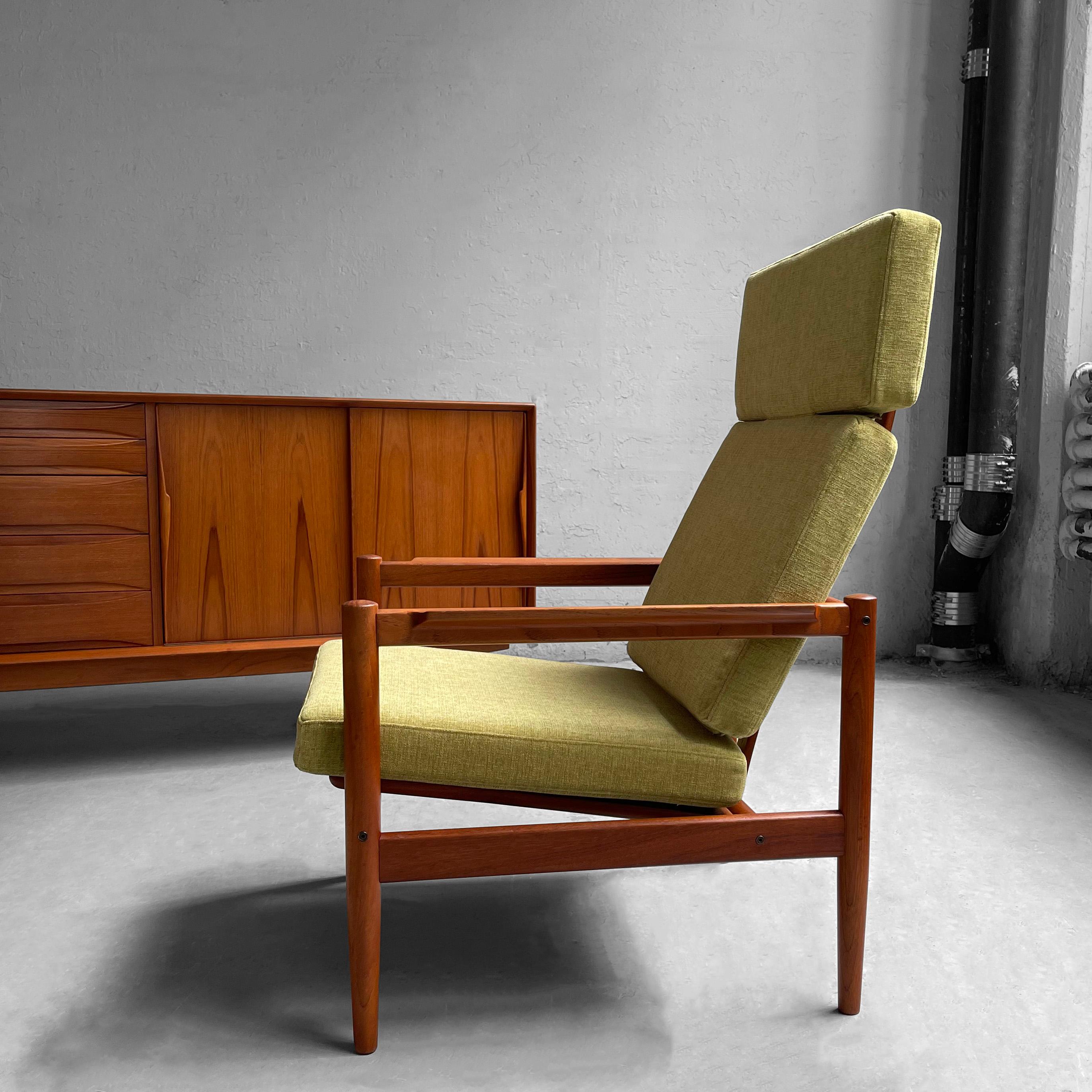 Fabric Danish Modern Teak Lounge Chair by Borge Jensen