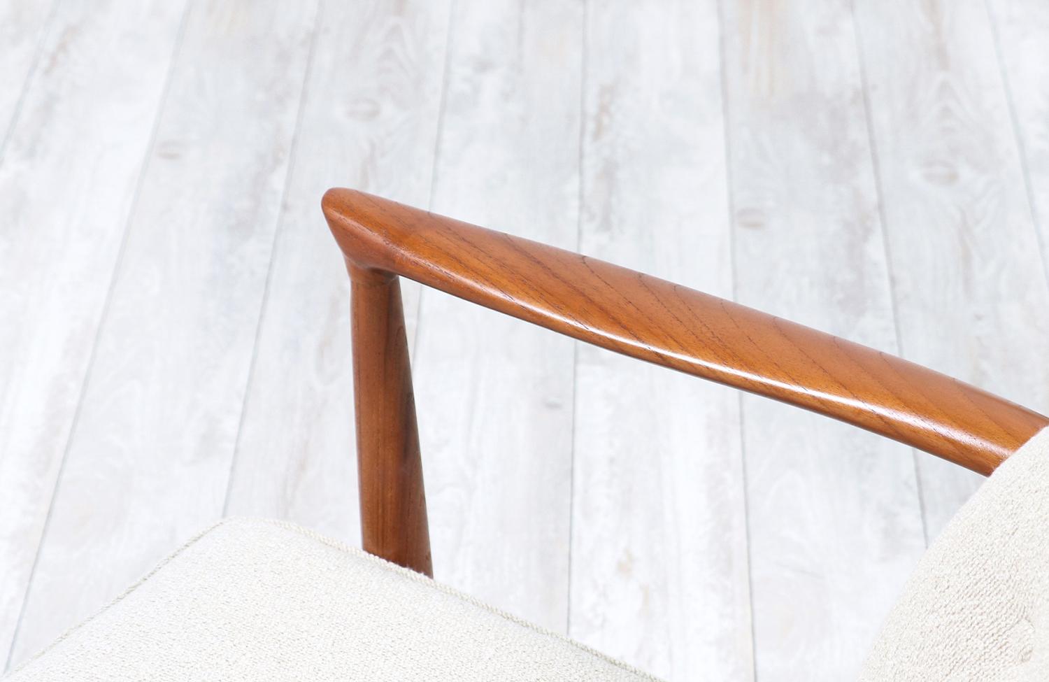 Bouclé  Expertly Restored - Danish Modern Teak Lounge Chair by Finn Andersen for Selig For Sale