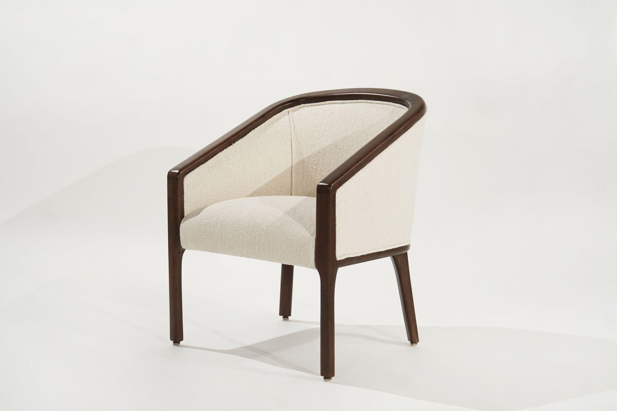 Linen Danish Modern Teak Lounge Chair, C. 1960s For Sale