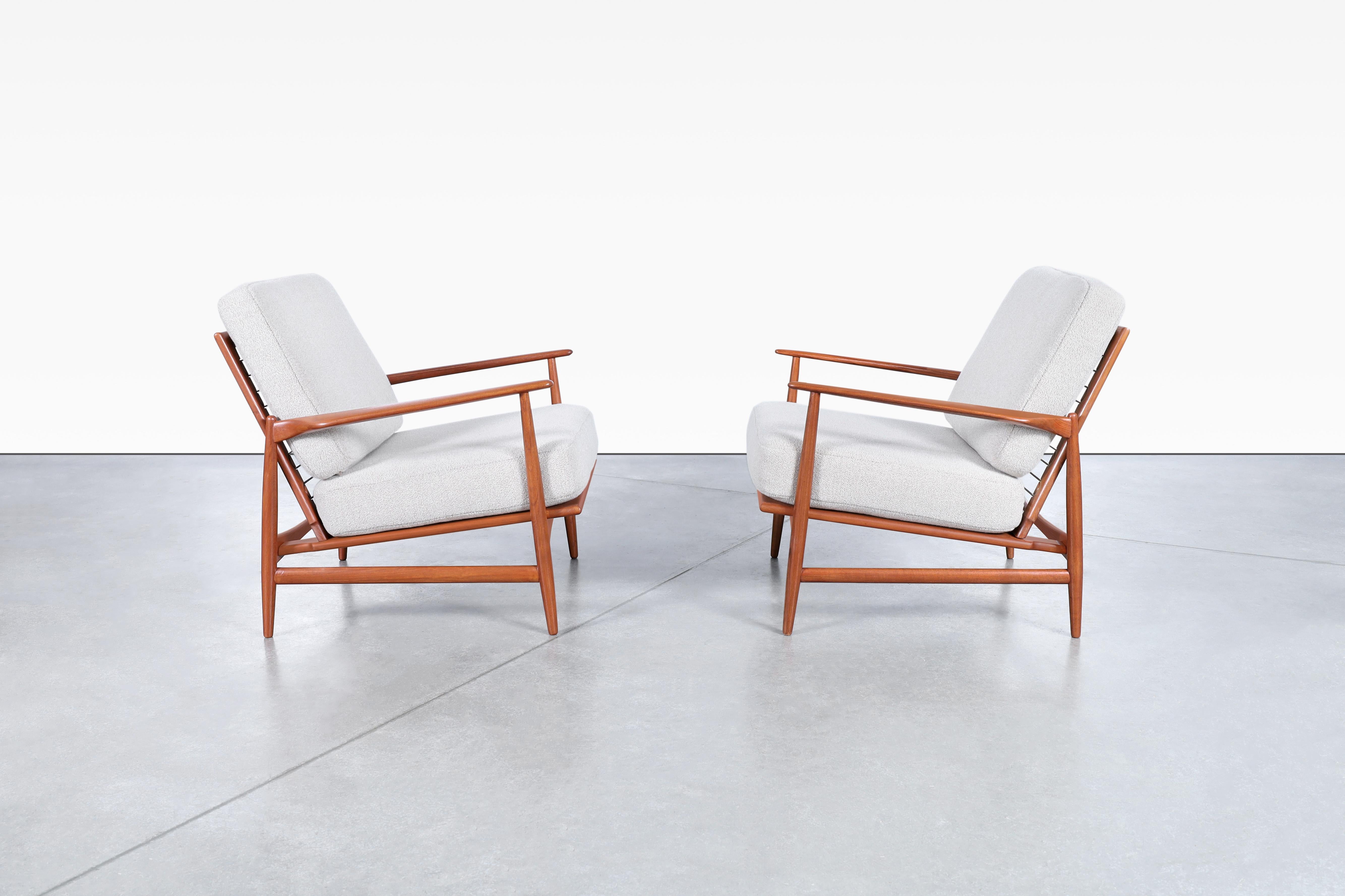 Mid-Century Modern Danish Modern Teak Lounge Chairs by Ib Kofod Larsen for Selig For Sale