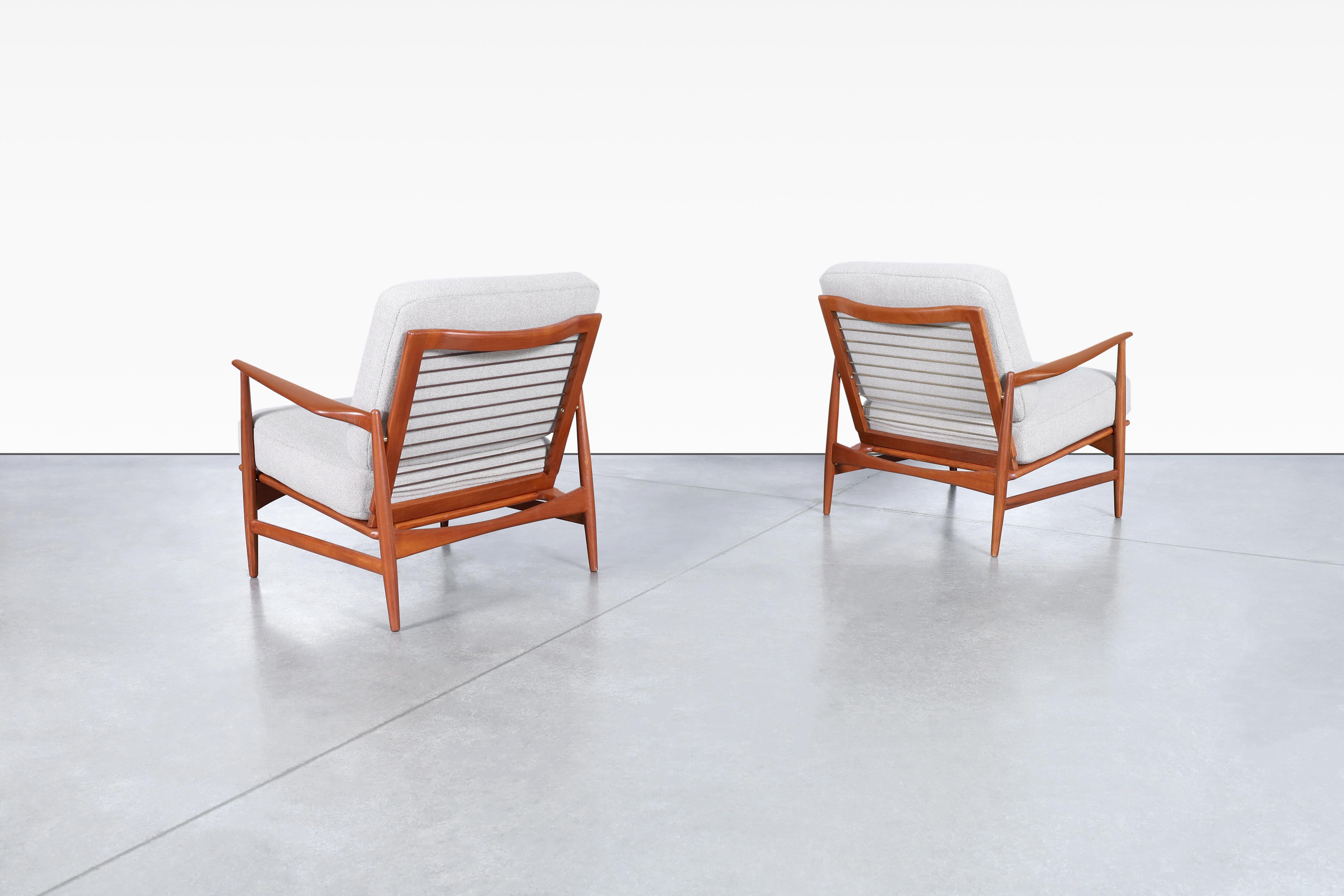 Mid-20th Century Danish Modern Teak Lounge Chairs by Ib Kofod Larsen for Selig For Sale