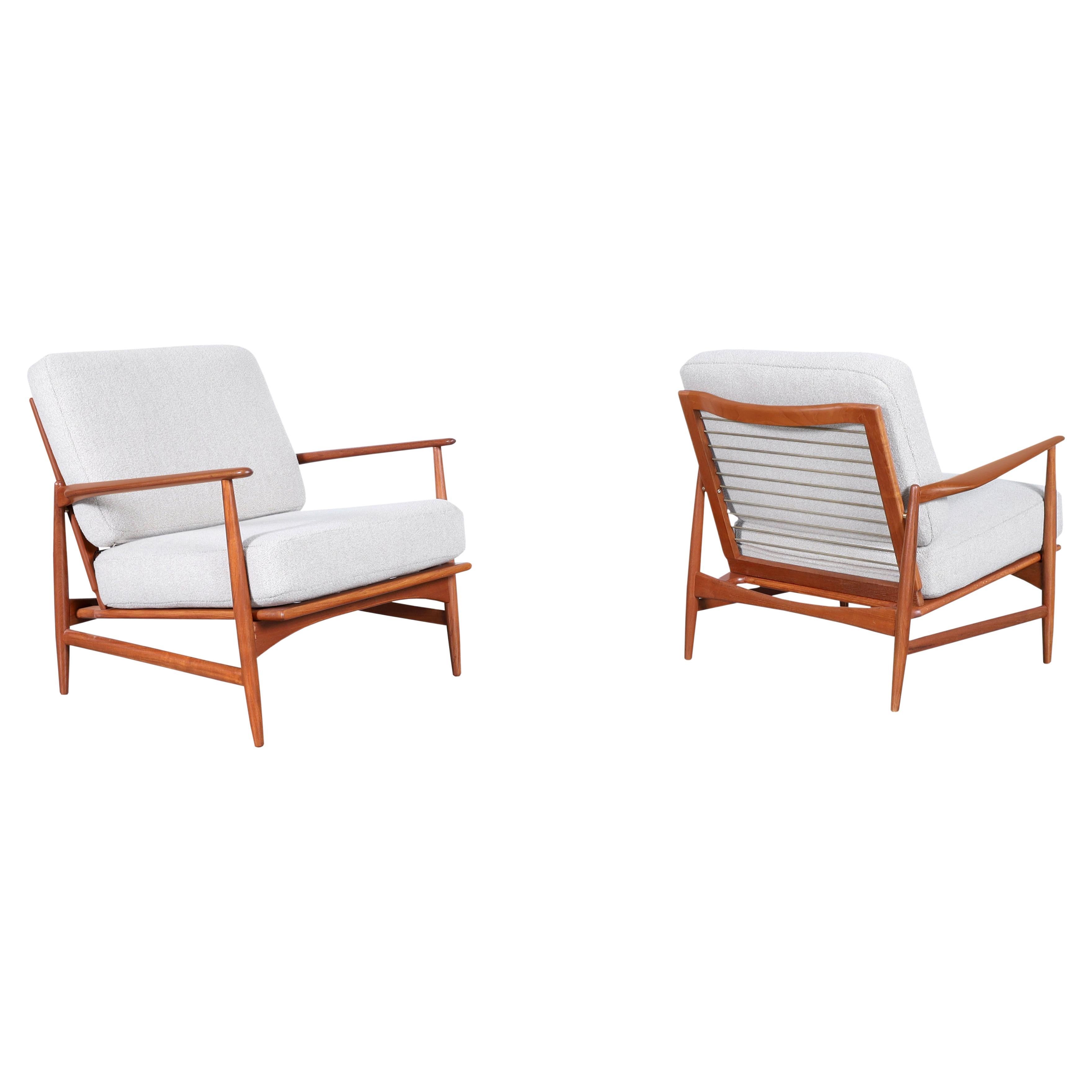 Danish Modern Teak Lounge Chairs by Ib Kofod Larsen for Selig For Sale