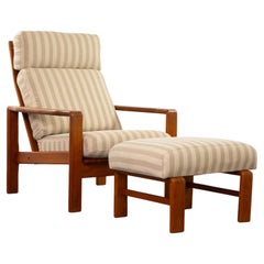 Dänischer moderner Lounge- und Fußhocker aus Teakholz