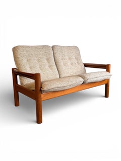 Danish Modern Teak Loveseat by Domino Møbler Vintage Scandinavian Two-Seat Sofa