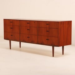 Danish Modern Teak Low 9-Drawer Dresser by Falster.