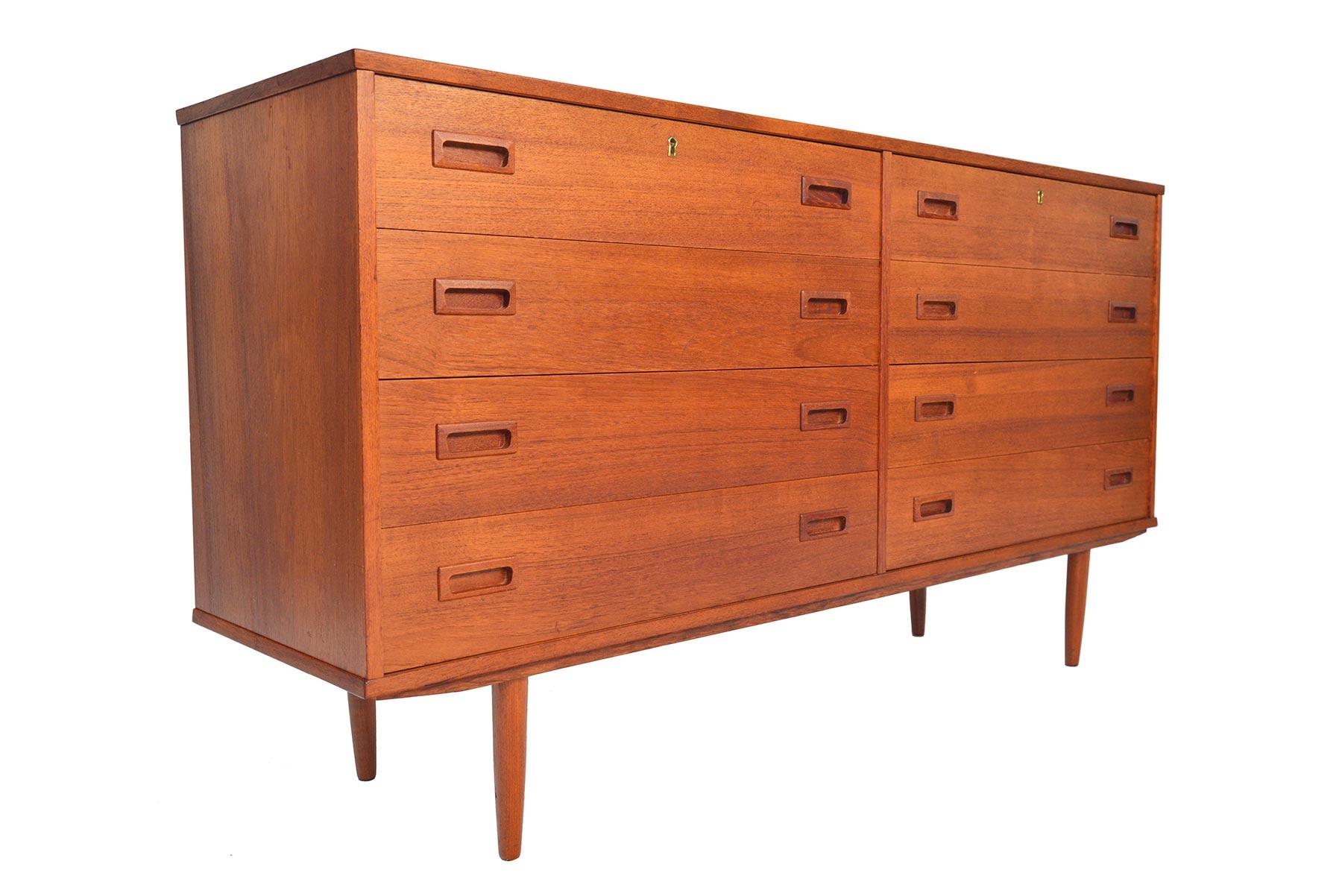 Danish Modern Teak Low Double Dresser 1