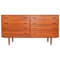 Danish Modern Teak Low Double Dresser