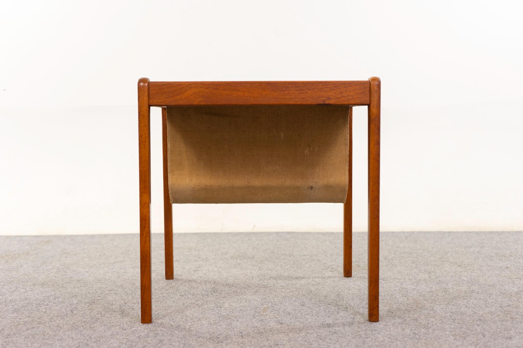 Canvas Danish Modern Teak Magazine/Side Table by Spottrup For Sale
