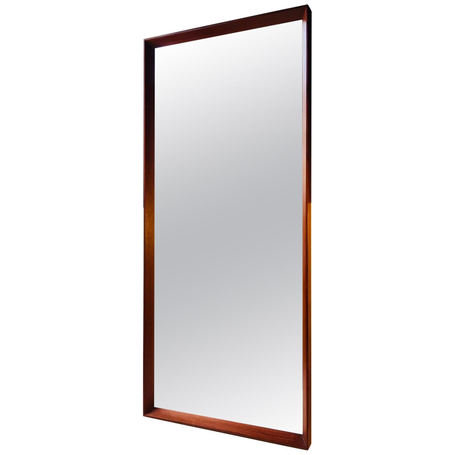 Danish Modern Teak Mirror by J. Hølmer-Hansen for Risskov Spejle, 1960s For Sale