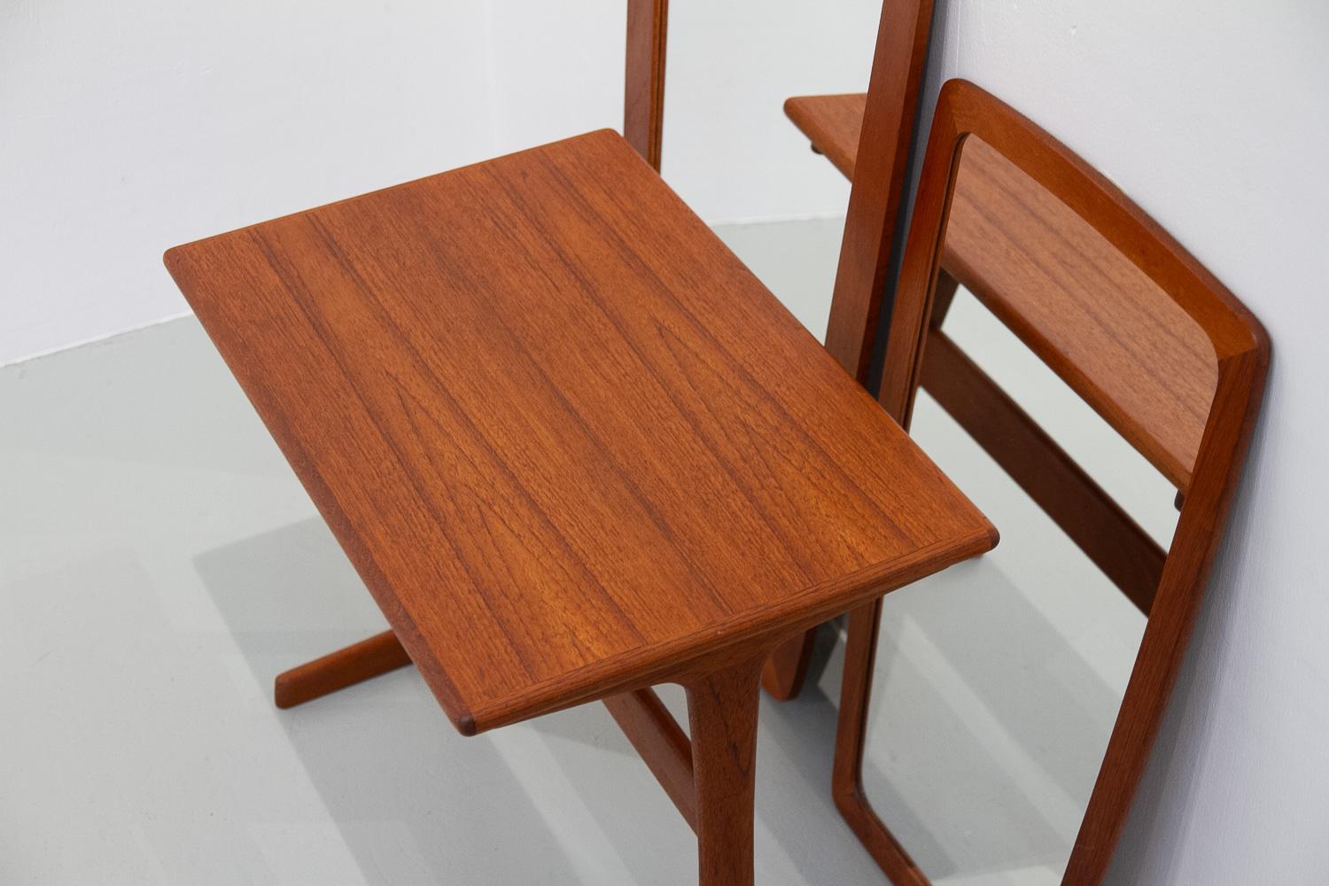 Mid-20th Century Danish Modern Teak Mirrors and Table, 1960s. Set of 3. For Sale