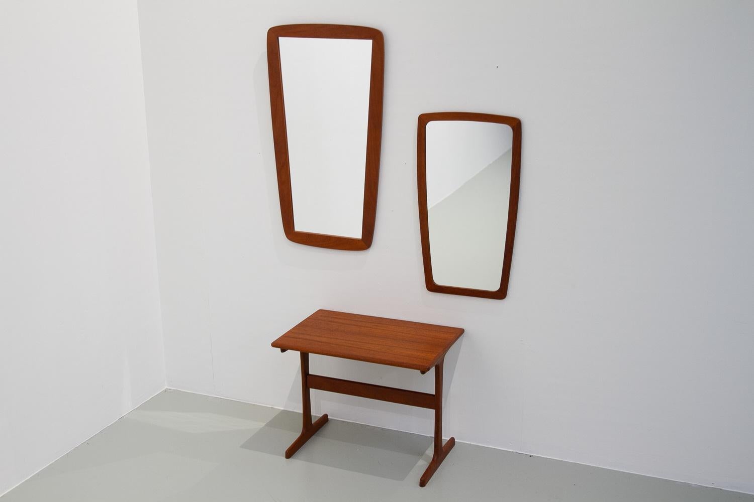 Danish Modern Teak Mirrors and Table, 1960s. Set of 3. For Sale 2