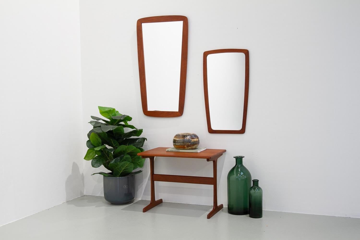 Danish Modern Teak Mirrors and Table, 1960s. Set of 3. For Sale 3
