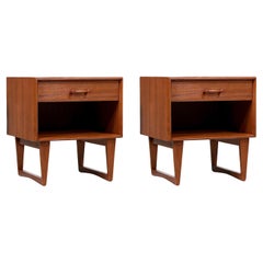 Expertly Restored - Danish Modern Teak Night Stands with Sculpted Bases