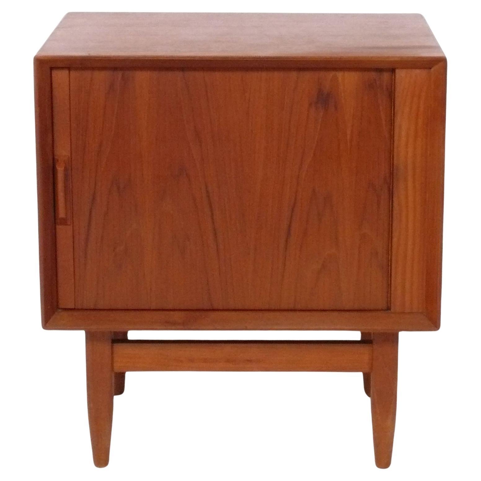 Danish Modern Teak Nightstand by Falster circa 1960s Sliding Tambour Door