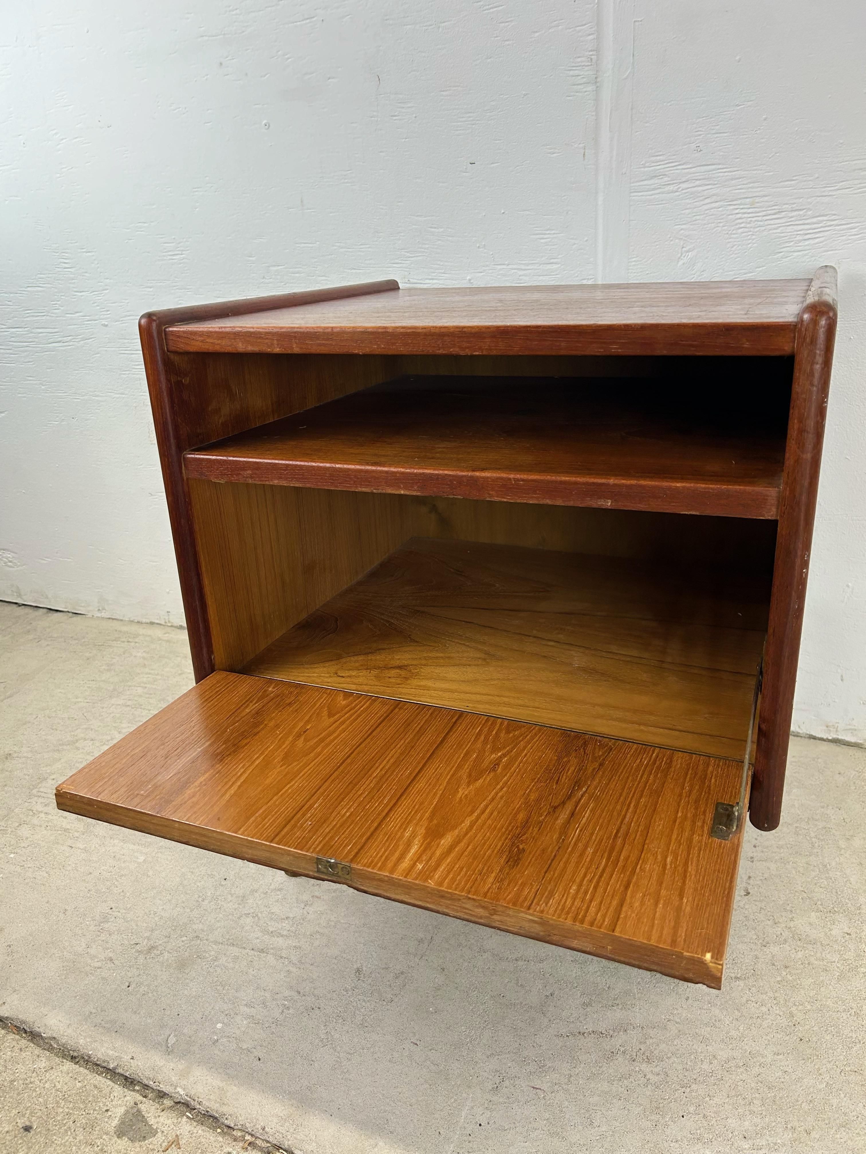 Danish Modern Teak Nightstand with Drop Front Cabinet For Sale 6