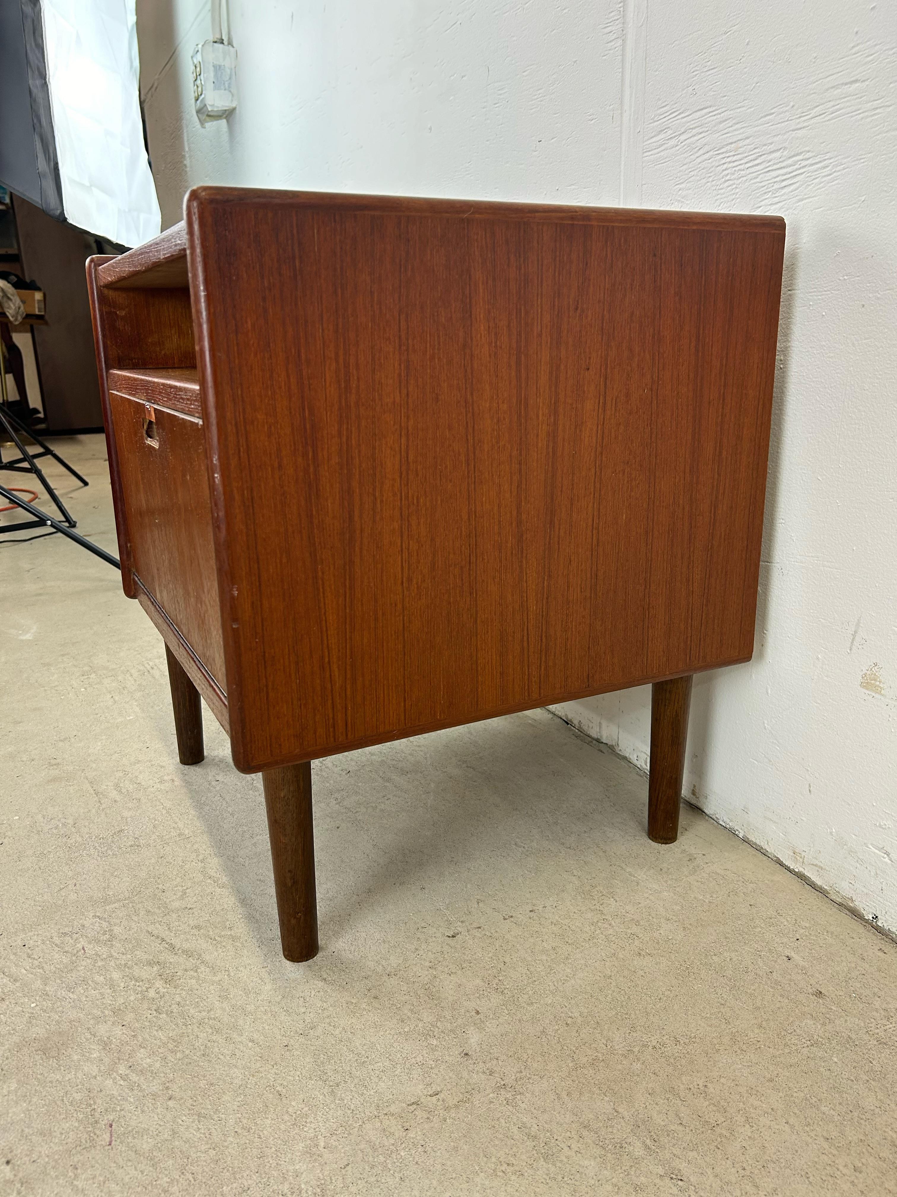 Danish Modern Teak Nightstand with Drop Front Cabinet For Sale 7