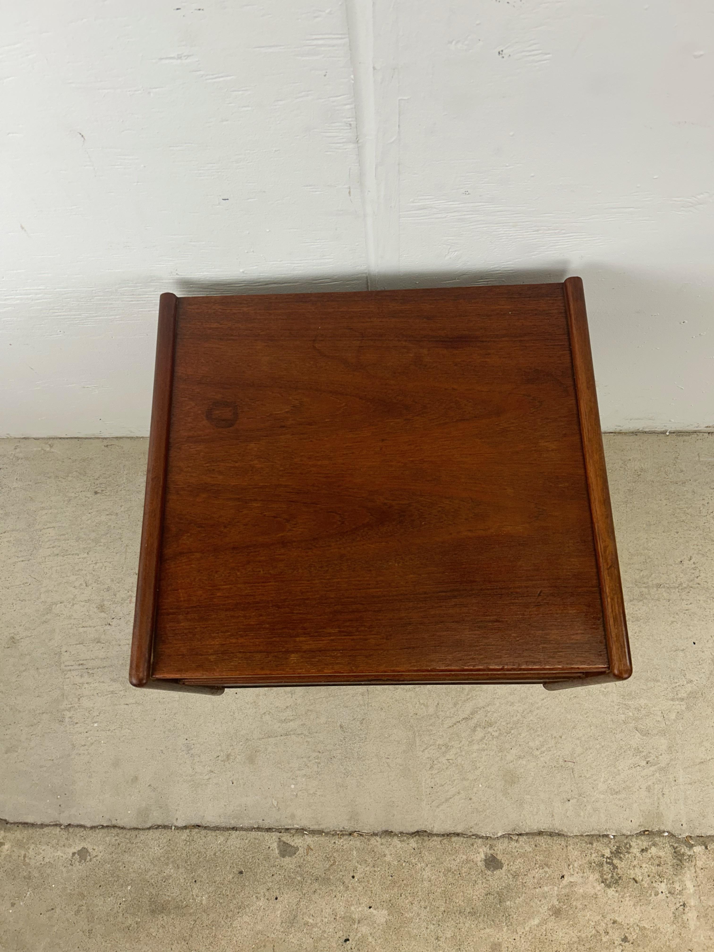Danish Modern Teak Nightstand with Drop Front Cabinet In Fair Condition For Sale In Freehold, NJ