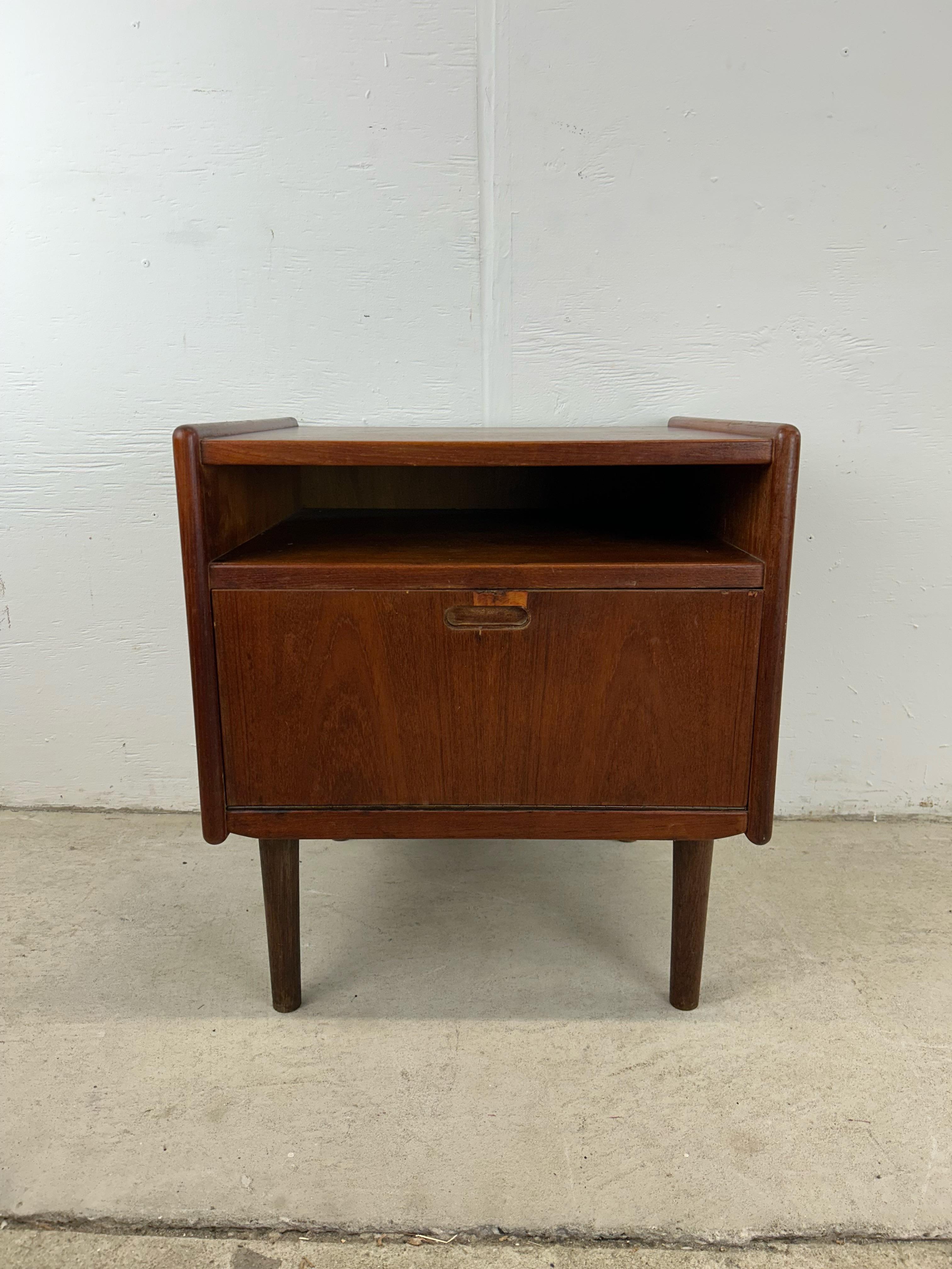 Danish Modern Teak Nightstand with Drop Front Cabinet For Sale 1