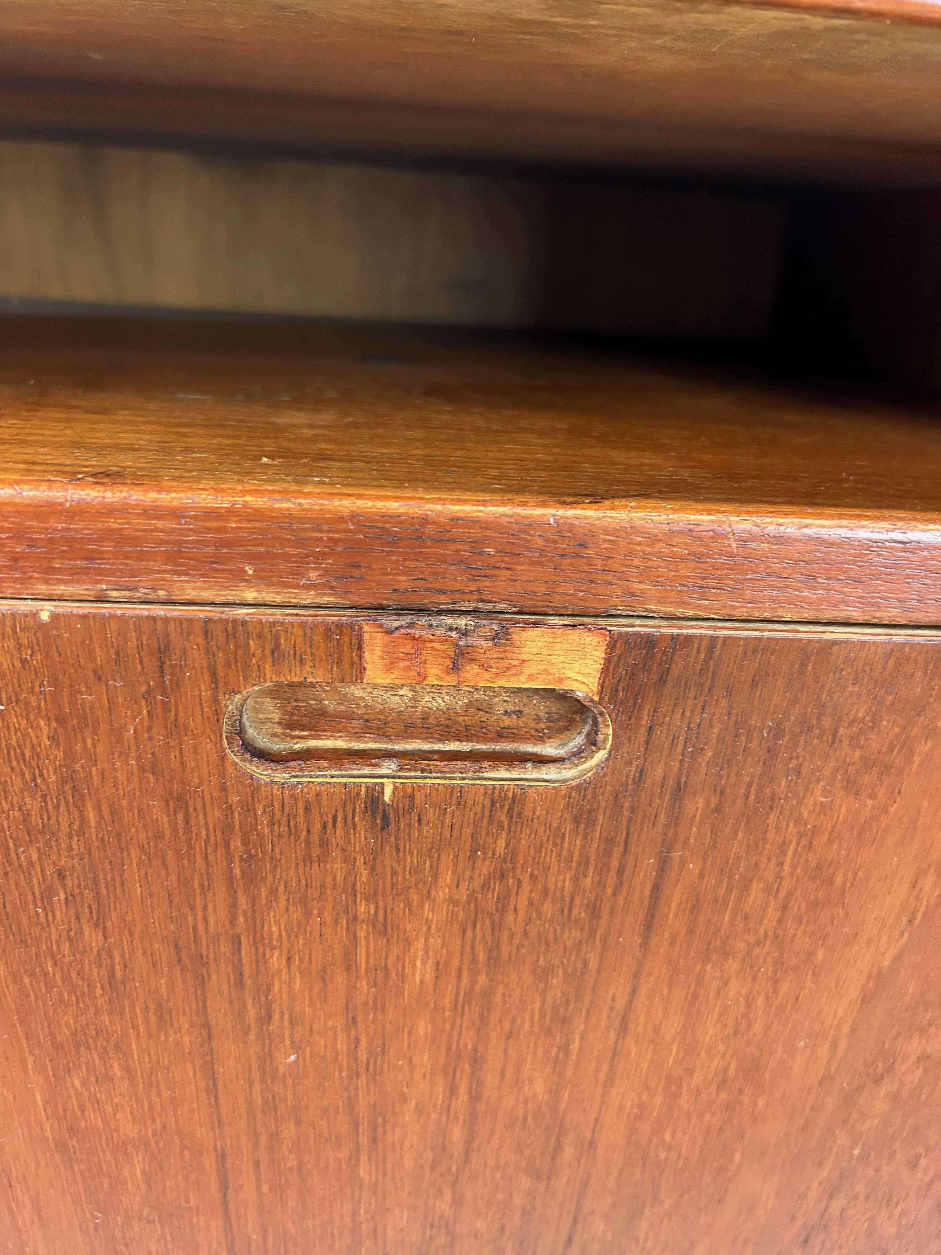 Danish Modern Teak Nightstand with Drop Front Cabinet For Sale 2