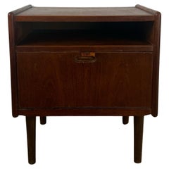 Danish Modern Teak Nightstand with Drop Front Cabinet
