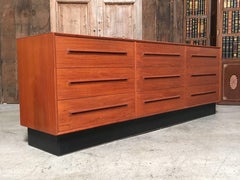 Danish Modern Teak Nine-Drawer Dresser