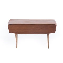 Danish Modern Teak & Oak Elevator Table Coffee Table to Breakfast Table