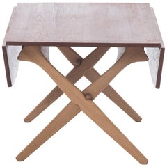 Danish Modern Teak & Oak Elevator Table Coffee Table to Breakfast Table