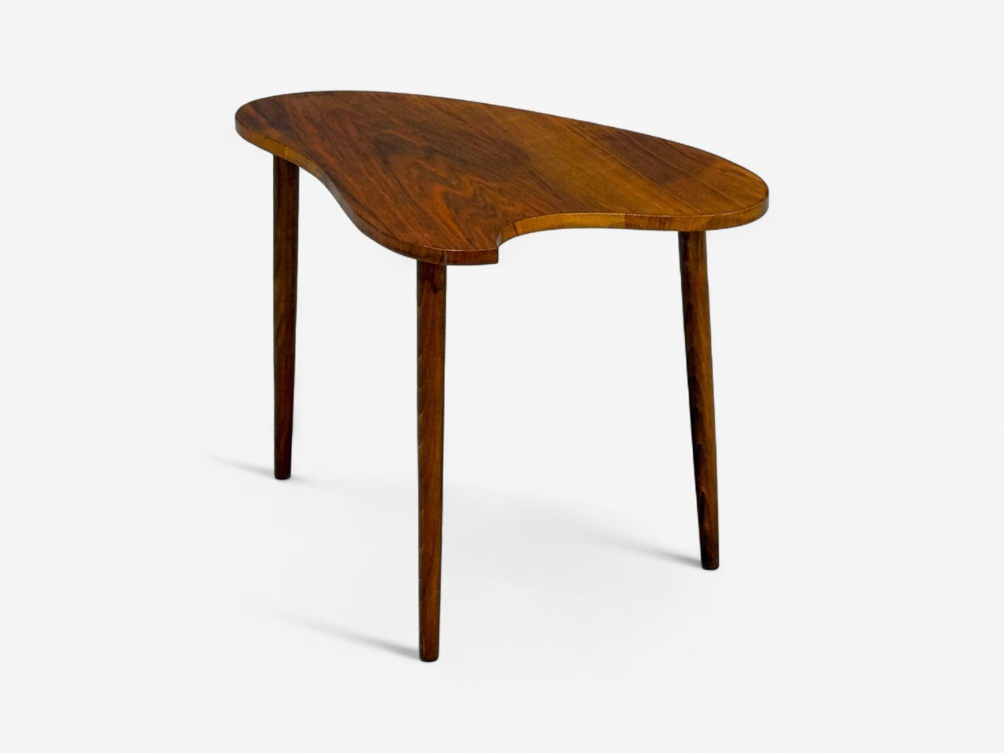 Wood Danish Modern, Teak, Organic Form Side Table, Denmark, 1950s For Sale