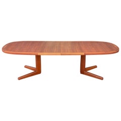 Danish Modern Teak Oval Extendable Dining Table Extra Large