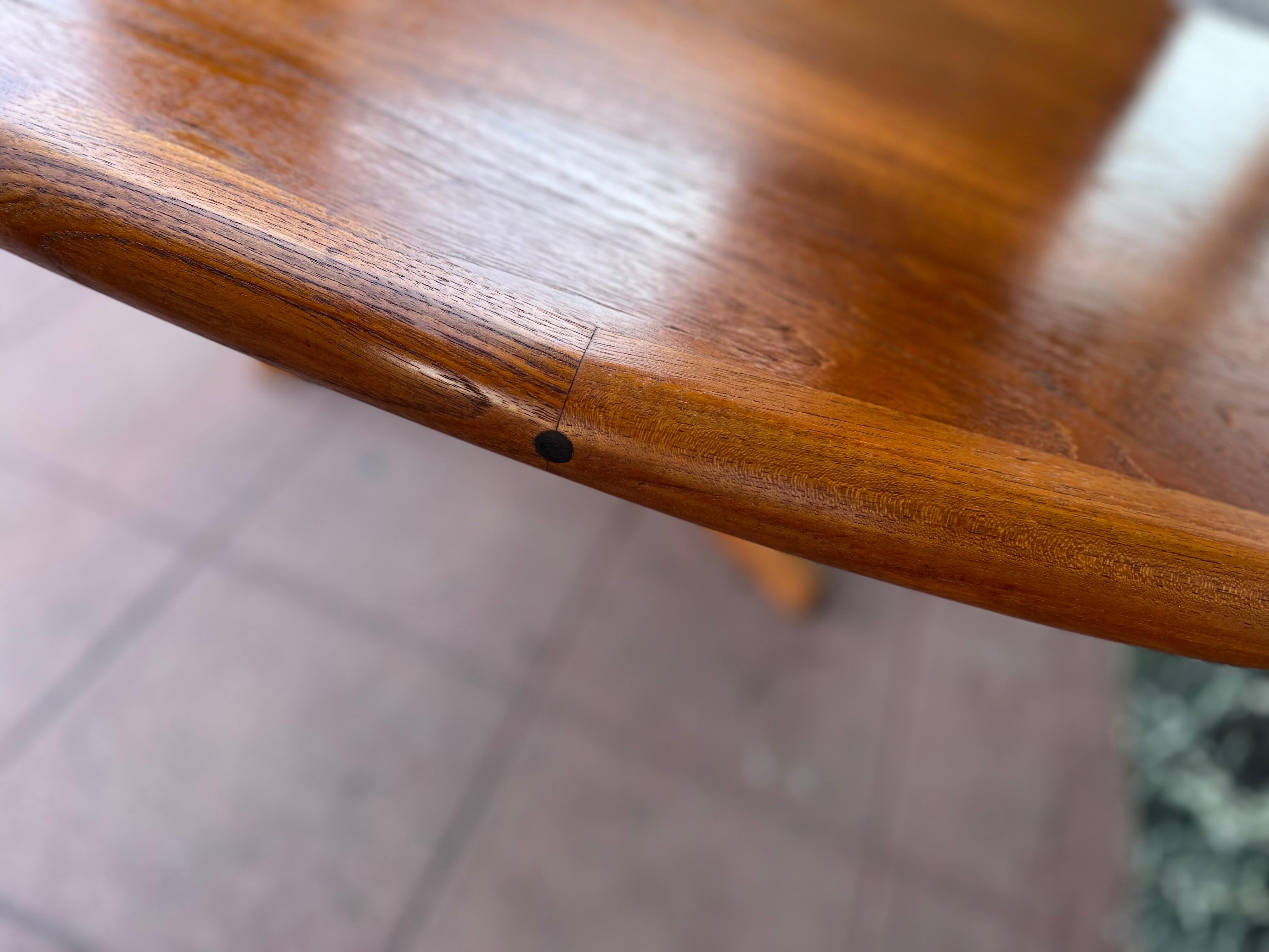 Danish Modern Teak Oval Extendable Dining Table Extra Long Double Leaf 5