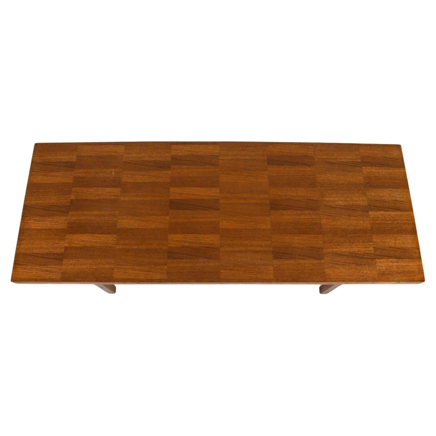 Woodwork Danish Modern Teak Patchwork Rectangle coffee table by Bramin Mobler For Sale
