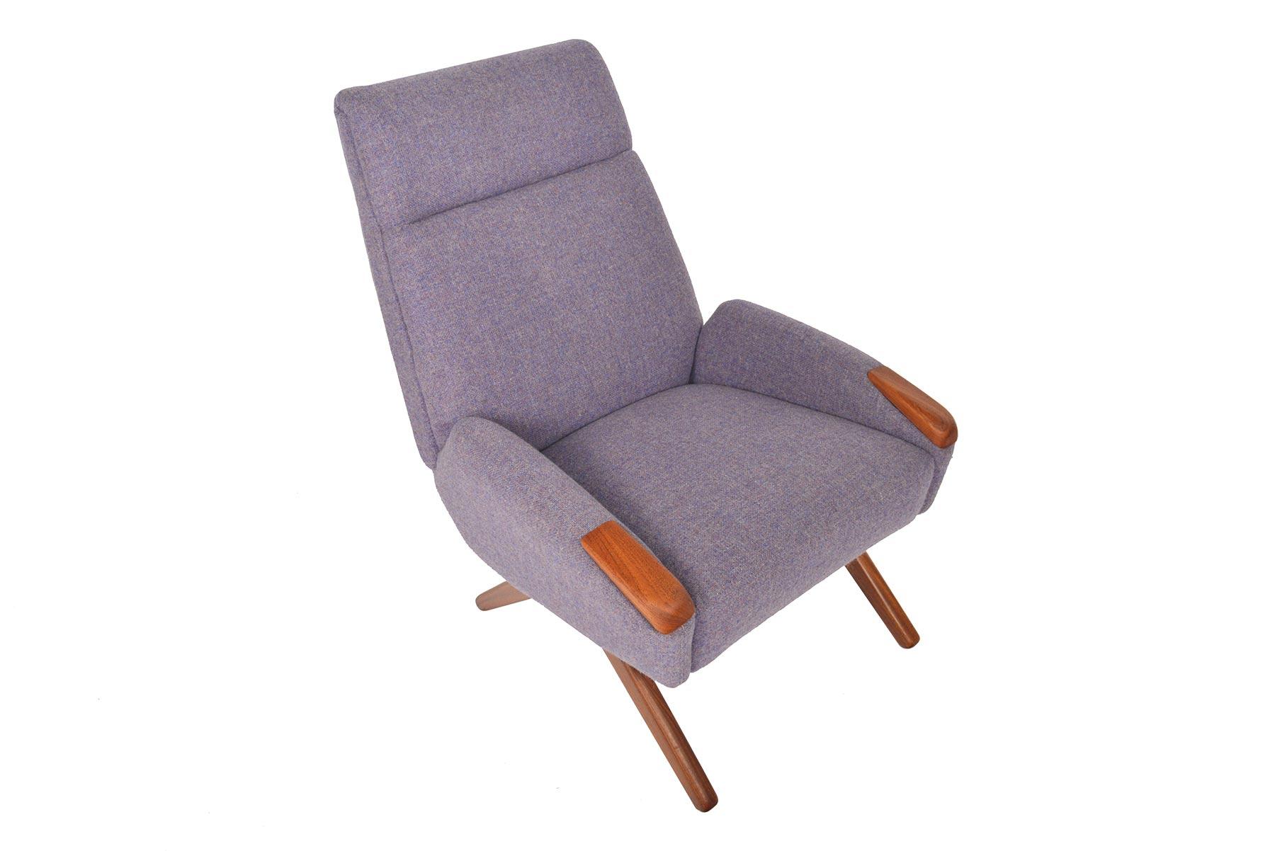 Scandinavian Modern Danish Modern Teak Pawed High Back Lounge Chair