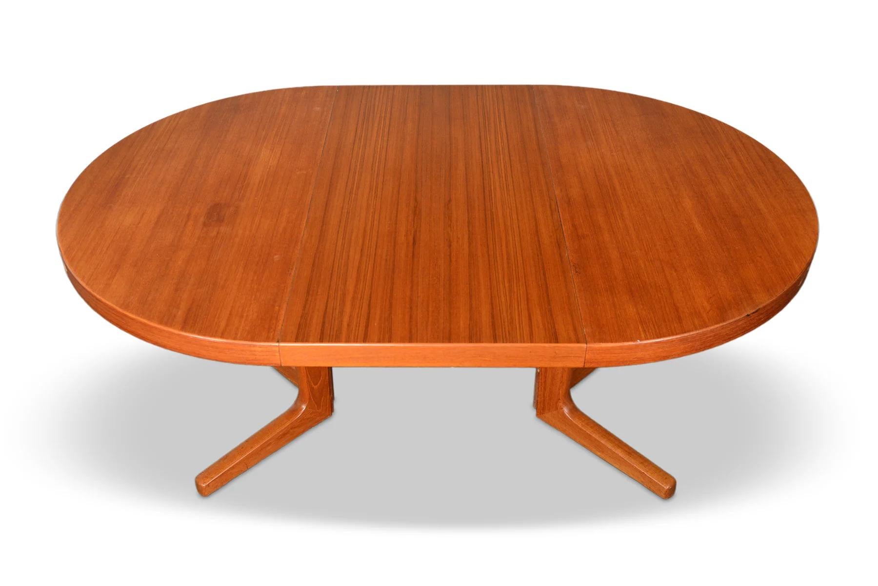 Danish Modern Teak Pedestal Dining Table With One Leaf 2