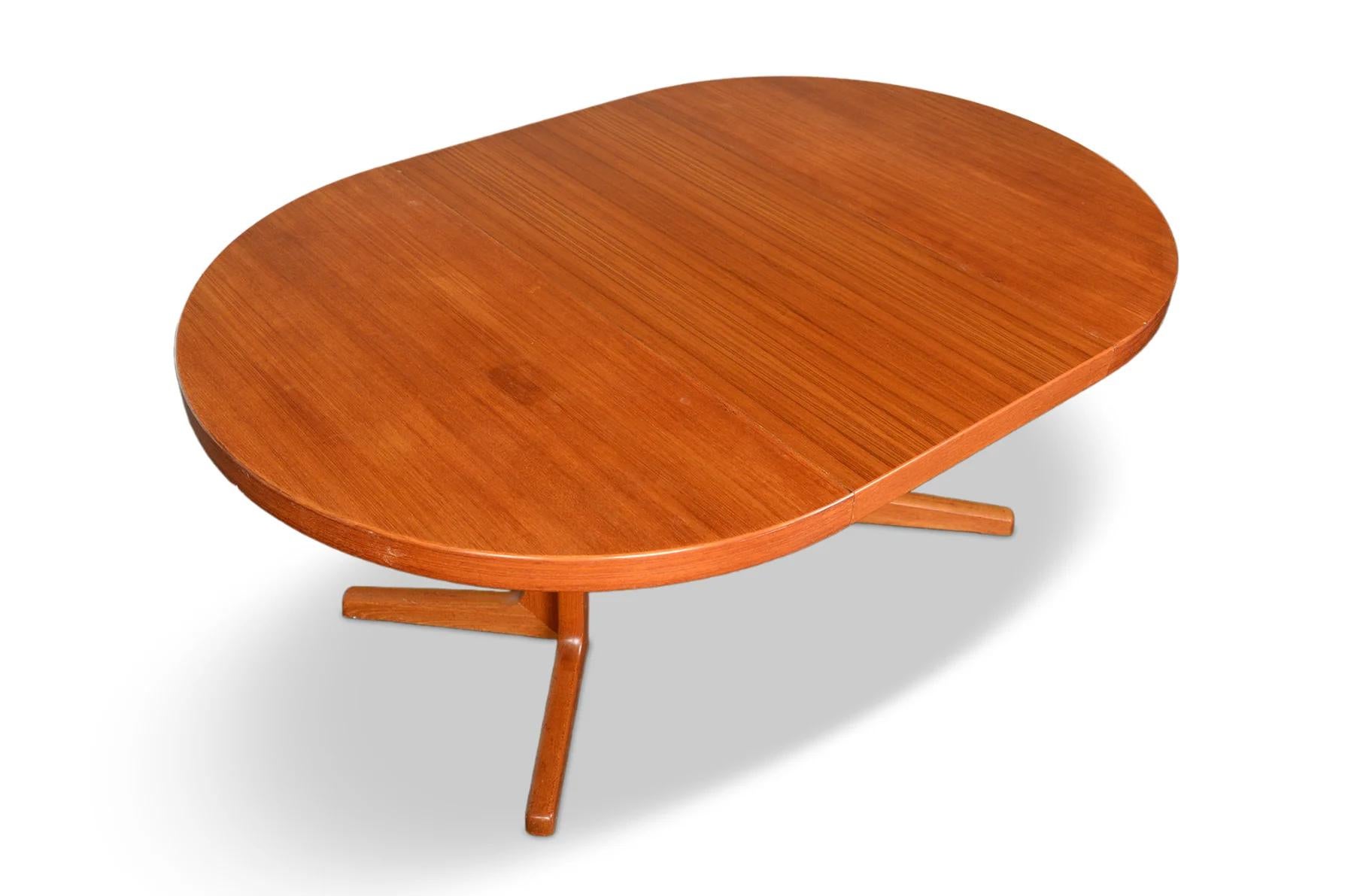 Danish Modern Teak Pedestal Dining Table With One Leaf 3