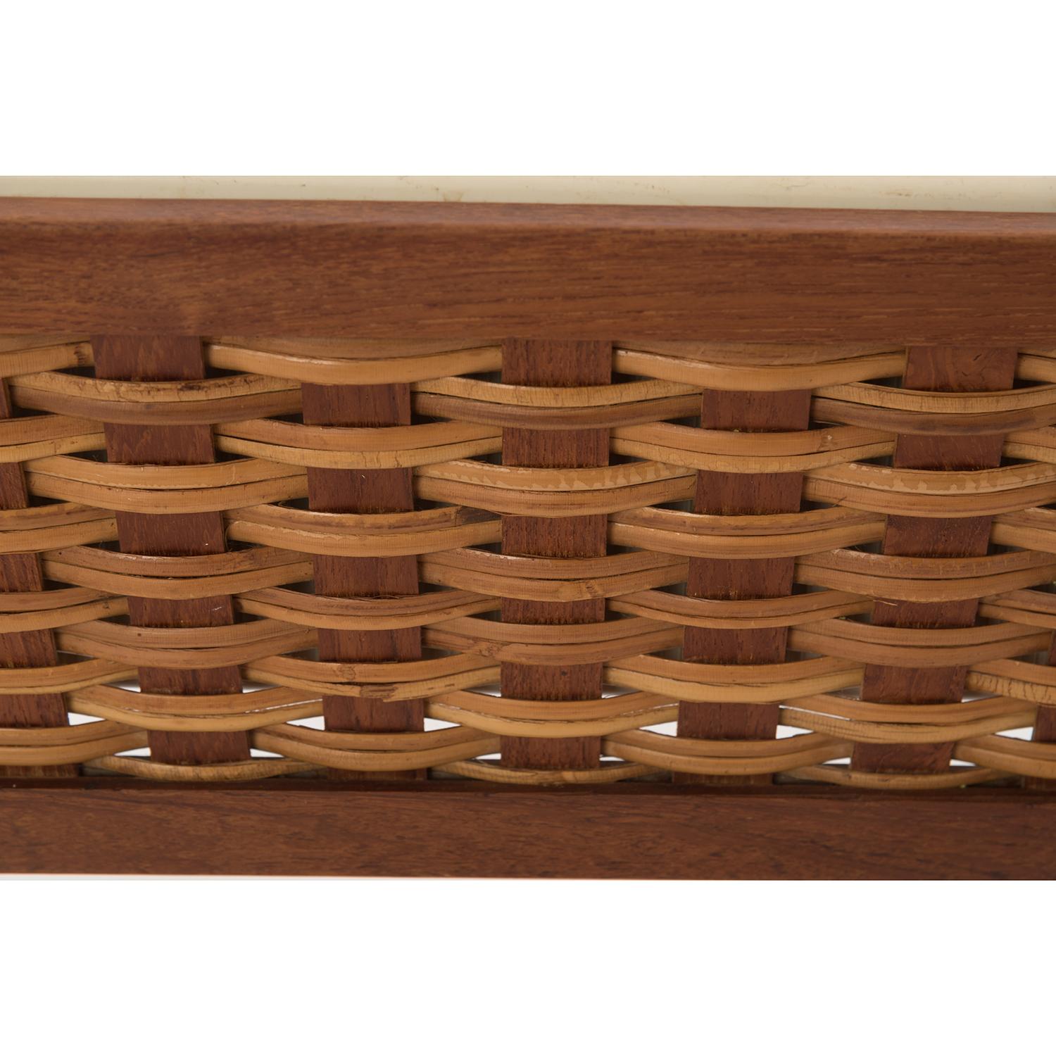 British Danish Modern Teak Planter Box with Basket-Weave Detail