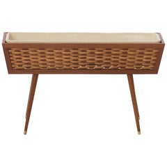 Danish Modern Teak Planter Box with Basket-Weave Detail