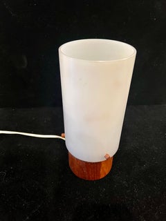 Danish Modern Teak & Plastic Swedish Cylinder Table Lamp by Luxus