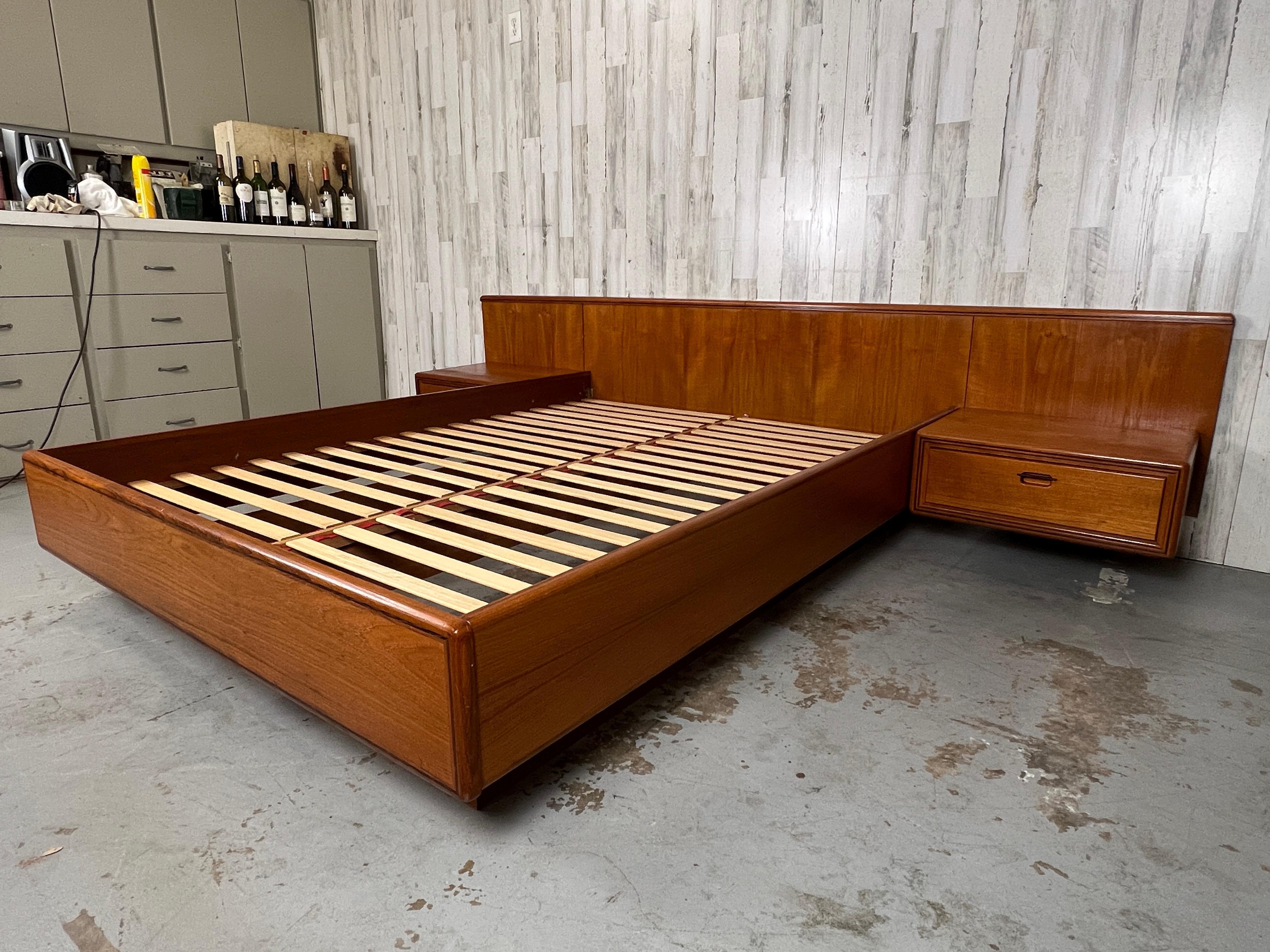 floating bed frame with headboard