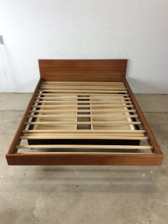 Danish Modern Teak Queen Bed With 2 Storage Drawers