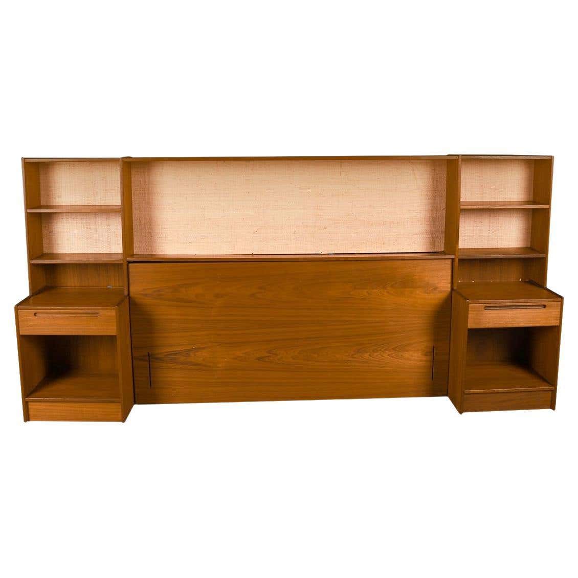 Danish Modern Teak Queen Headboard with Storage Nightstands For Sale at ...