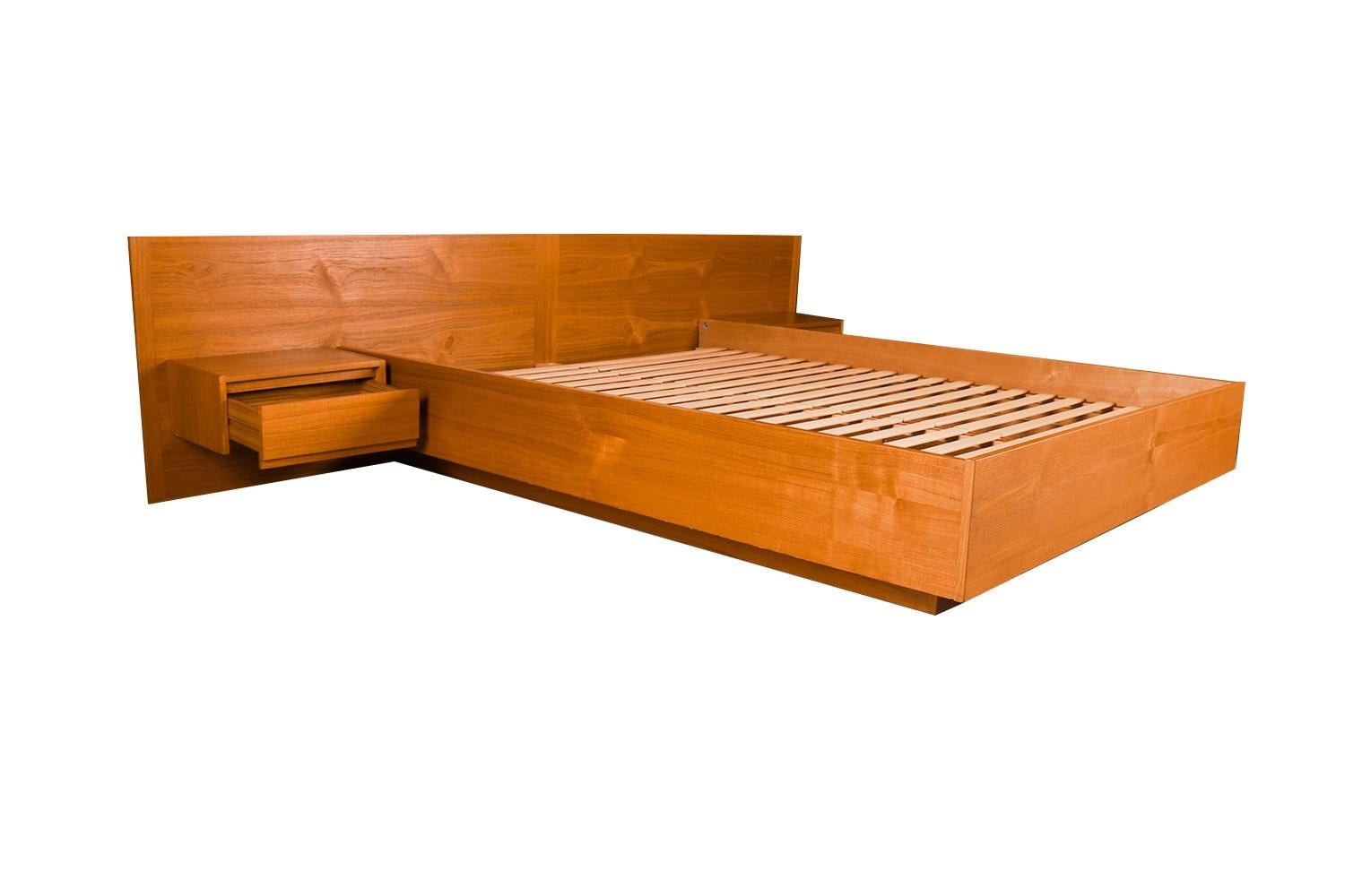 queen platform bed with built in nightstands