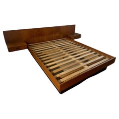 Used Danish Modern Teak Queen Platform Bed with Floating Nightstands